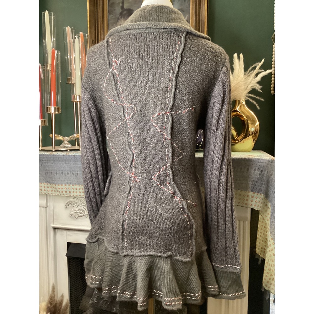 Forla Paris Mohair Wool Ruffle Wrap Cardigan Sweater Size L - Picture 4 of 8